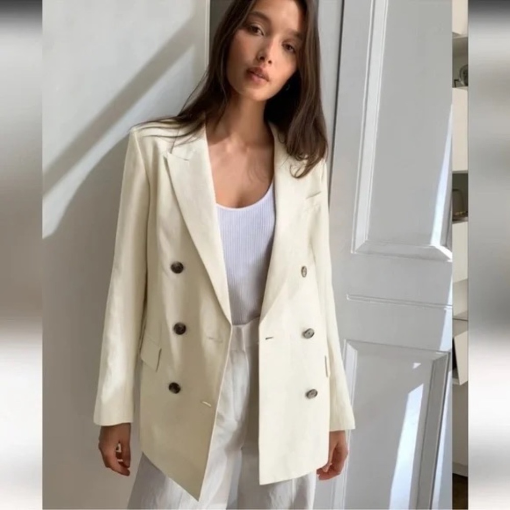 Babaton Double-Breasted Cream Blazer